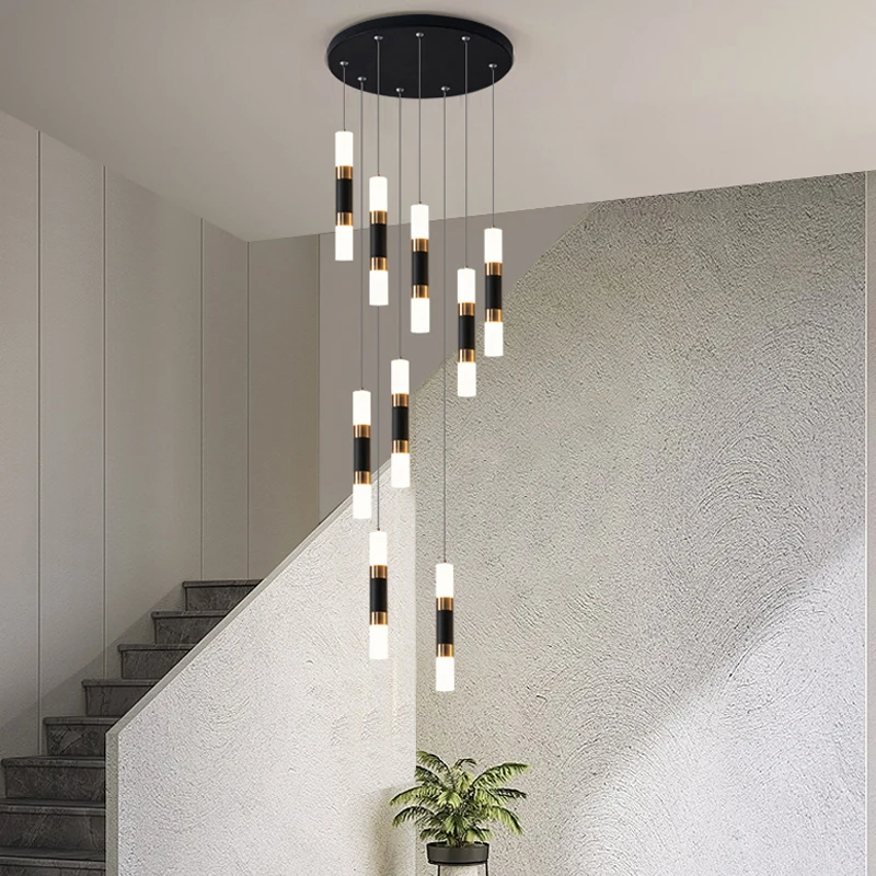 

Modern LED Luxury Chandelier Villa Hanging Staircase Pendant Light Living Room Pendant Light Bedroom Decoration Pendent Lamp