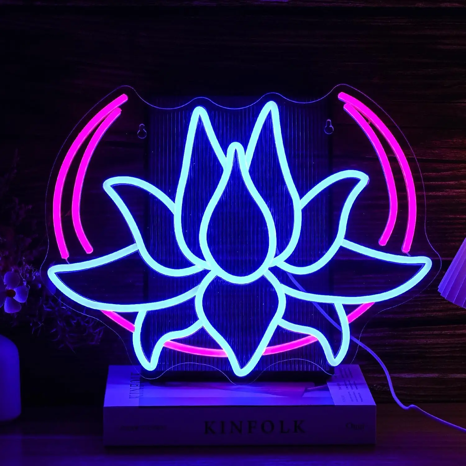 Lotus Flower Neon Sign USB LED Yoga Meditation Wall Light for Bedroom Living Room Spa Zen Aesthetic Decor Gift Night Light