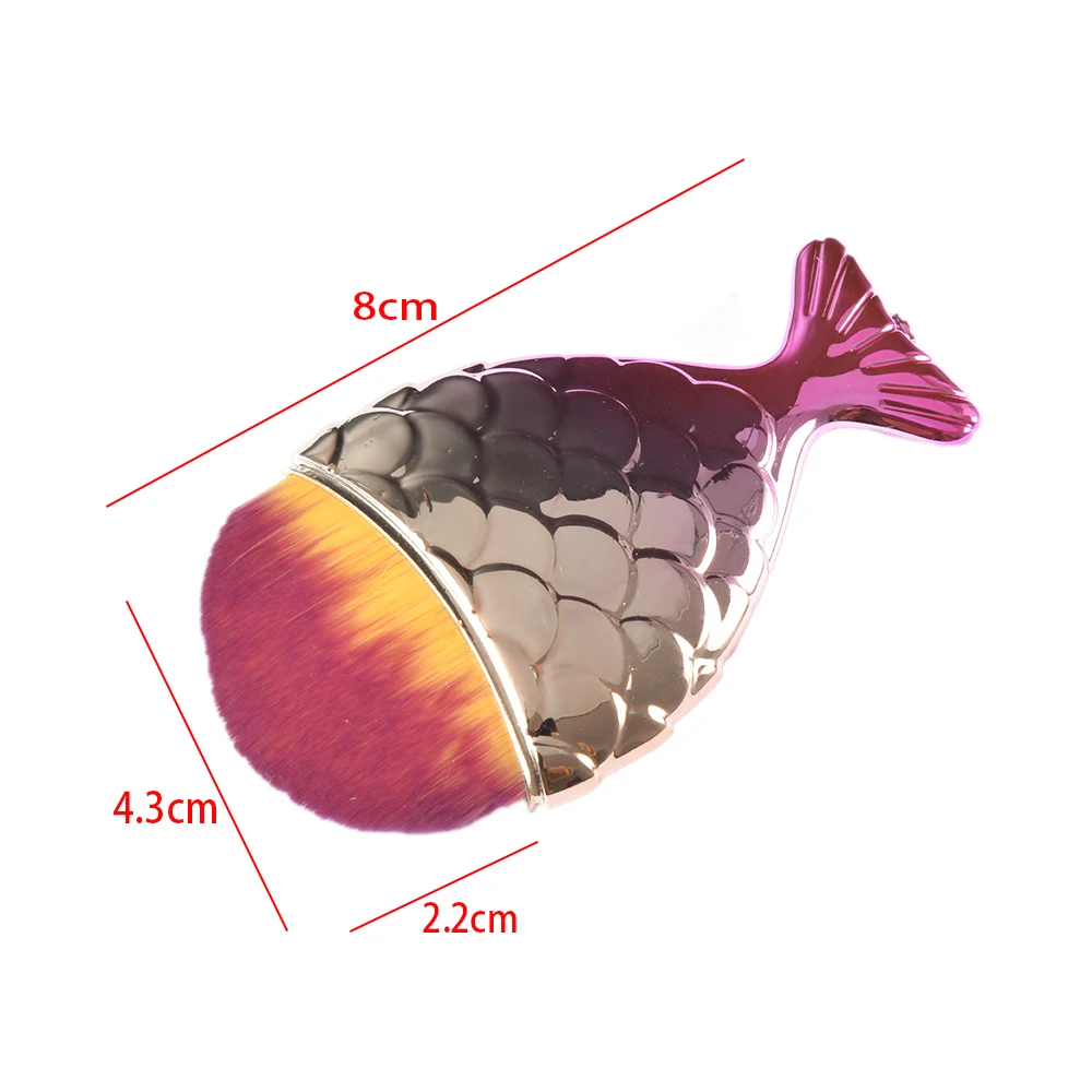 Fish Tail Shaped Nail Brush Cosmetic Brushes Soft Cleaning Dust Powder for Nails Care Manicure Tool Nail Brushes Fishtail Bottom