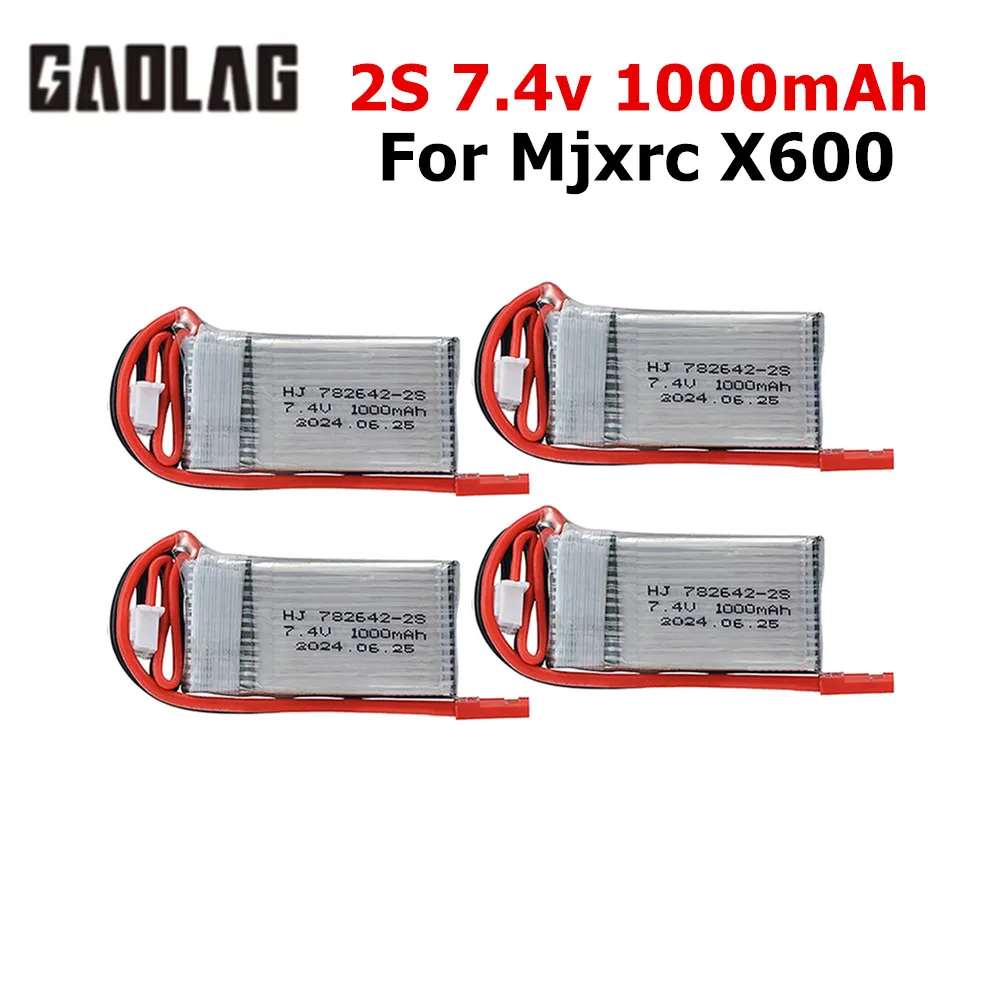 7.4v 1000mah Lipo Battery For Mjxrc X600 Upgrade 2s 1000mah 25c 782642 Lipo Battery For Toys Remote Control 7.4VBattery With JST