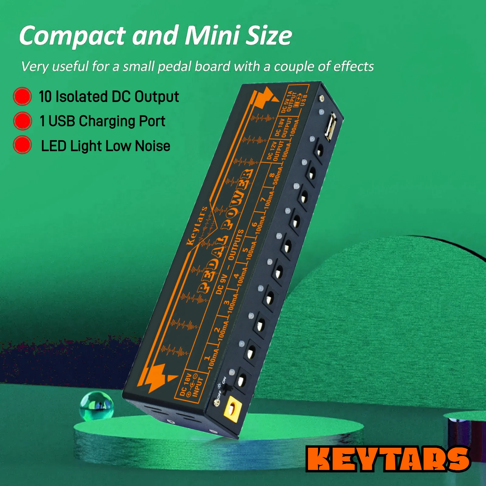 Keytars Guitar Effects Pedal Power Supply 10 Isolated Source DC Output 5V 9V 12V 18V PedalBoard Effector Power 1USB Port