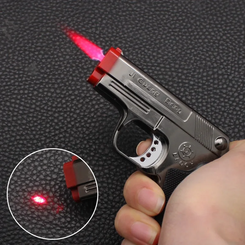 Creative Lighter Laser Light Windproof Red Flame Lighter Metal Inflatable Cigarette Lighters Men'S Smoking Equipment Gifts