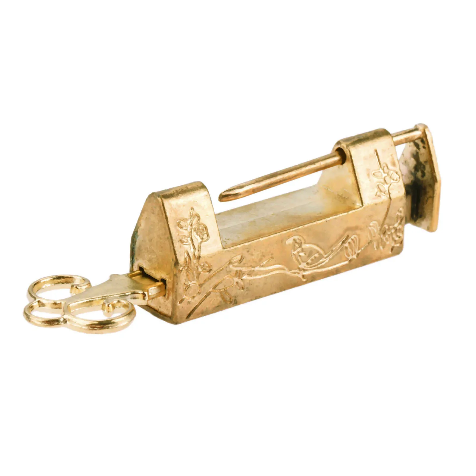 

Vintage Gold Chinese Old Lock Retro Brass Padlock Antique Jewelry Wooden Box Padlock Lock Suitcase Door Hardware Locks