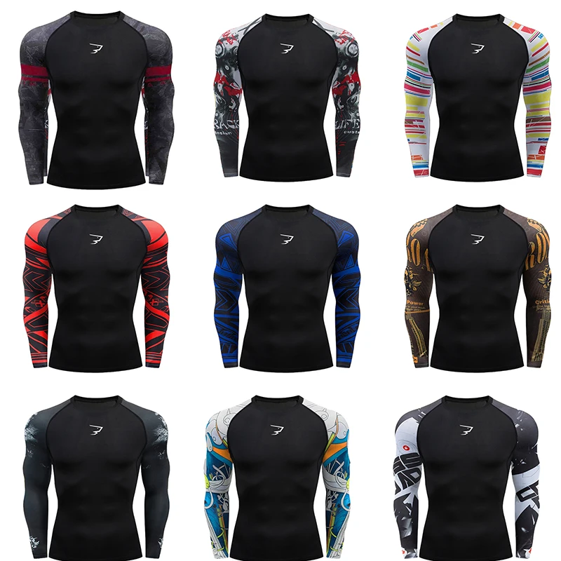 

Gym Compression Dry Fit Men's Long Sleeves Fitness T-shirt Spring And Autumn Outdoor Sports Running Tees Sportswear Tops T-shirt
