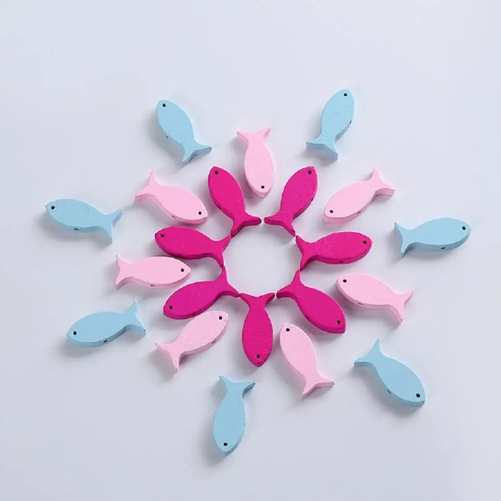 Scrapbooking Wood Craft Fish Shape Wooden Pieces Multicolor Key Cutout Tags for Art Creation Photography