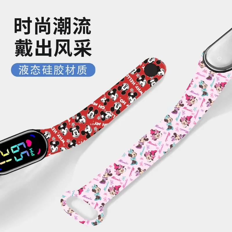 Disney Mickey Minnie Strap For Mi Band 8 Wristband Cartoon Prints Correa Sports Bracelet For Xiaomi Mi Band 8 Watch Strap Gift