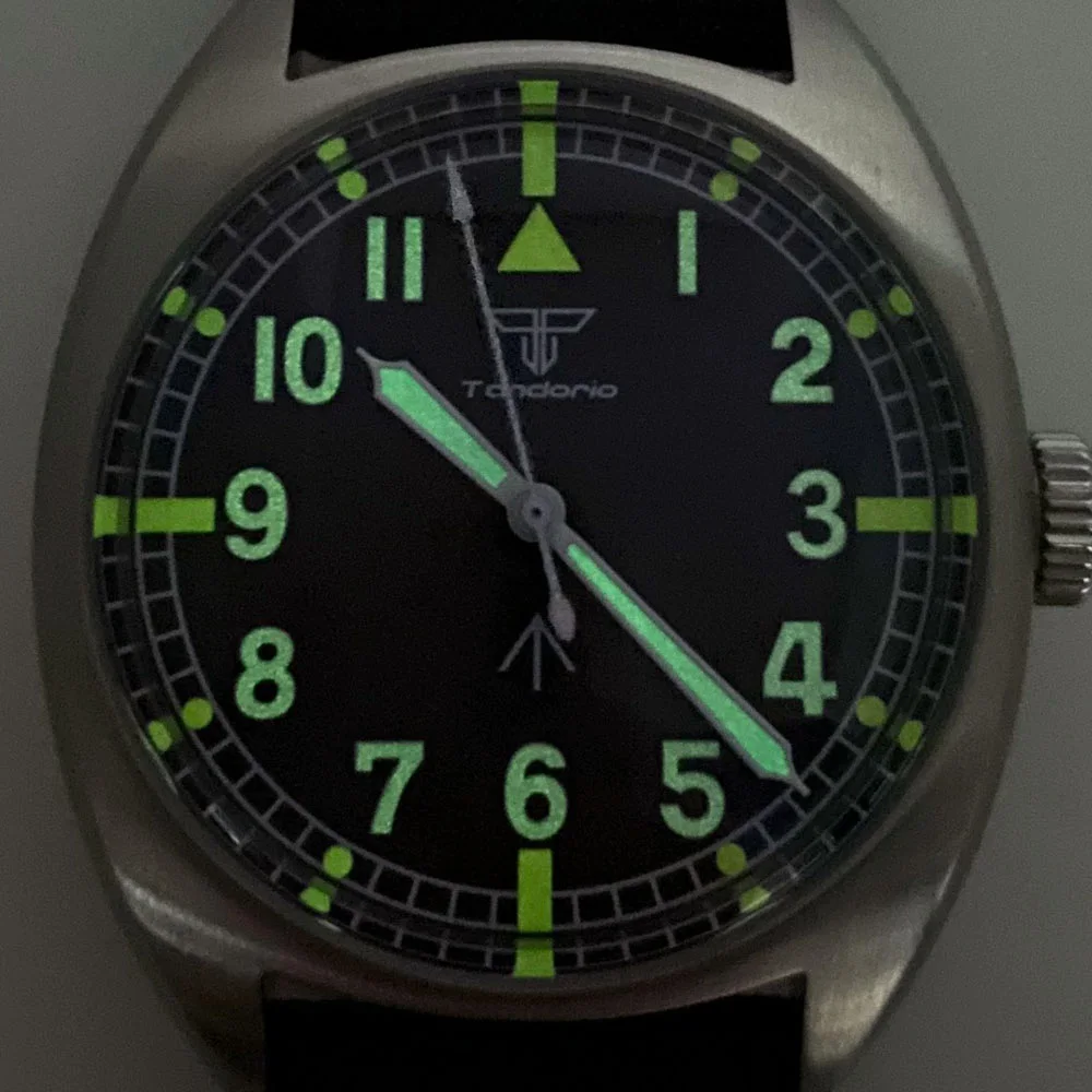 Tandorio Dive NH35 Movement Turtle Automatic Watch for Men Pilot Dial Military 20Bar Waterproof Domed Sapphire Crystal 40mm