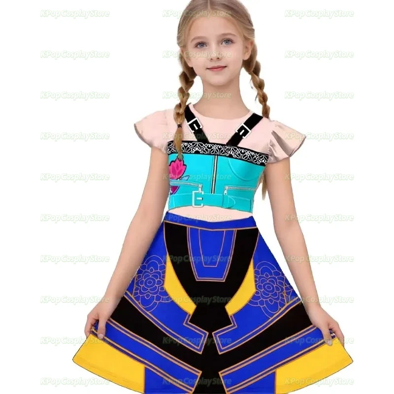 

Girls Trendy Group Pop Singers Demon Hunters Zoey Cosplay Dress Kids 3D Print Stage Outfits Halloween Costumes for 3-12 Years