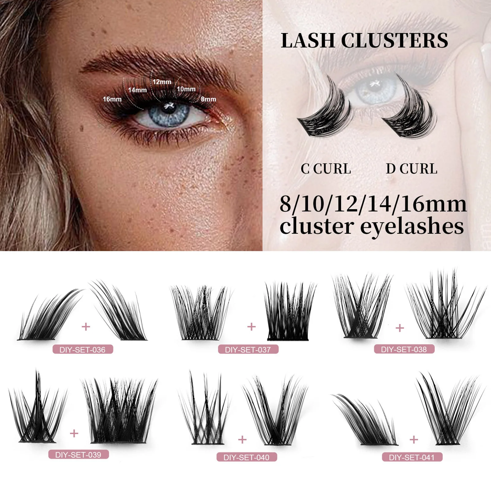 DIY Clusters lash kit Thick volume false eyelash extenstions bond and seal strong glue tweezer set Fluffy Eyelashes supplies