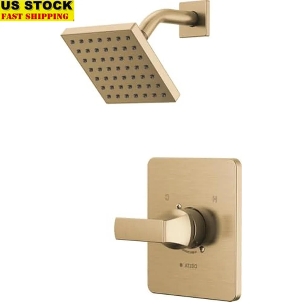 Gold Shower Faucet Set with Single-Function Valve Trim Kit  14 Series Handle Kit