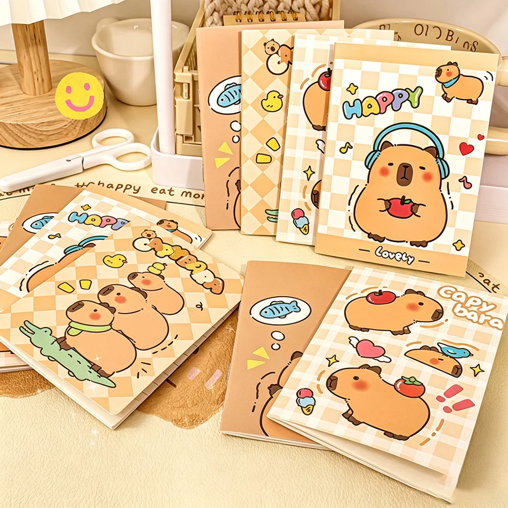 10/20pcs Capybara A7 Mini Pocket Notebook Portable Lined Memo Pad Cartoon Cover Travel Journal Office Writing Stationery Notepad