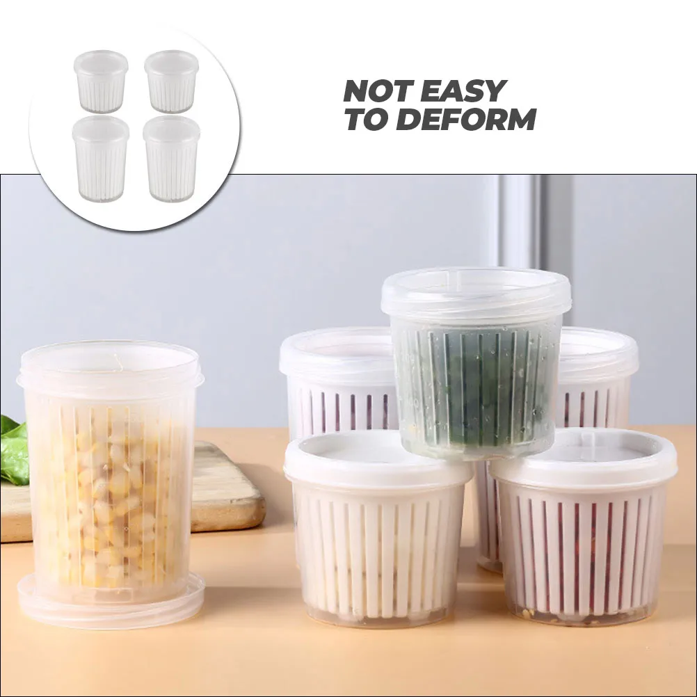 

4Pcs Food Storage Containers Sealed Crisper Boxes White Small Fresh Dry Dustproof Insectproof Drainage Design Easy Clean