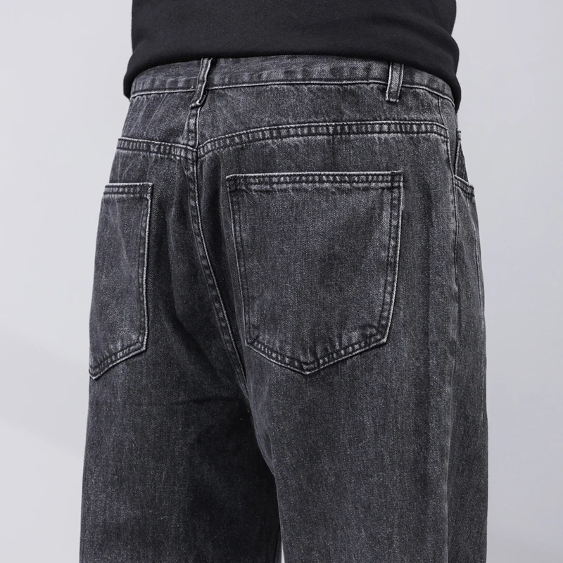 Baggy Jeans Männer Breite Bein Hosen Dunkelgrau Streetwear Lose Fit Casual männer Kleidung Denim Hosen Koreanischen Stil Homme Cowboys