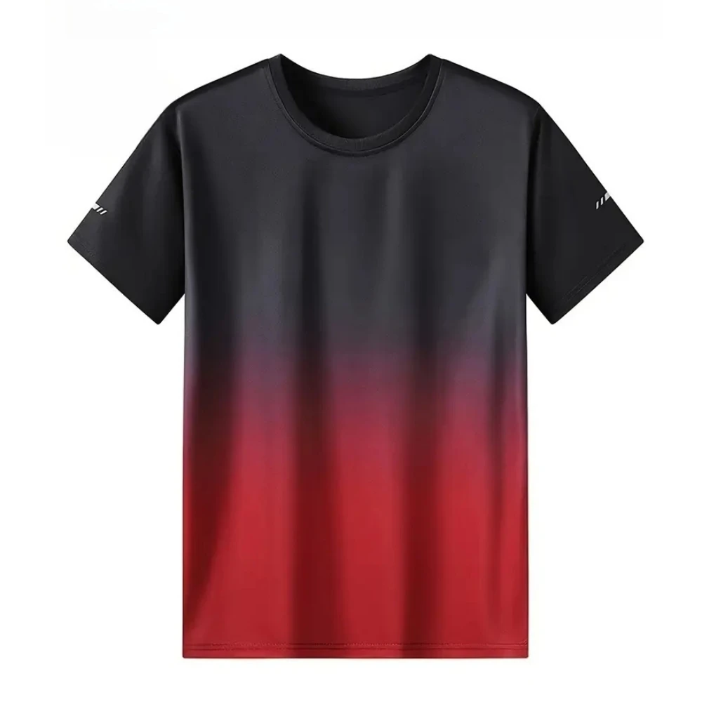 Men Short Sleeve Tee Quick Drying Gradual Change Gym Clothes Summer O-Neck Outdoor Comforts Casual Running Tops Men's T-Shirts
