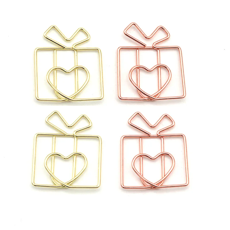 

Christmas Gift Box Love Paper Clip Bookmark Creative Pin Metal Cartoon Paper Clip Stationery School Office Binding Clip Supplies