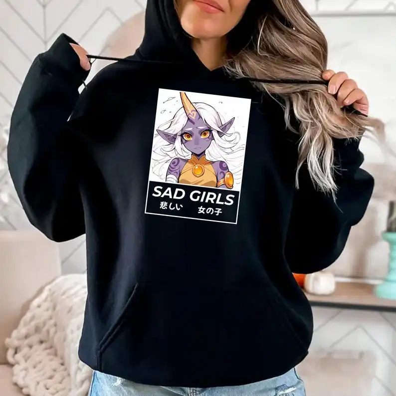 Sad Girls Hoodie Soraka - Japanese Style Gaming Sweatshirt Unisex Hooded Sweatshirt Hoodie Gamer Gift