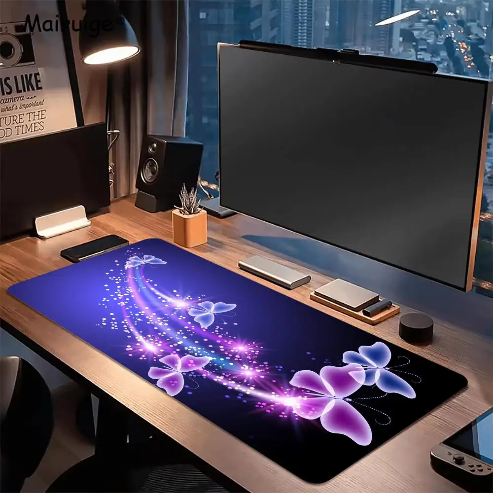 Radiant Purple Blue Artistic Butterfly Mouse Pad Large Set Up Office Decor Gaming Decoration Carpet Desk Decorating Supplies Rug