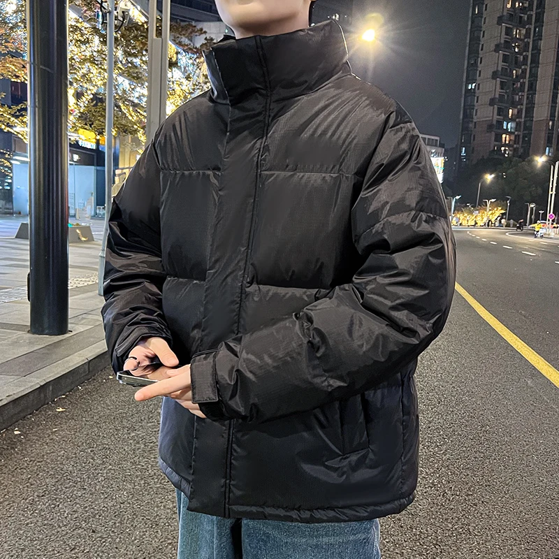 

Faionable ort Puffer Jaet for Men in Winter Loose Fit Stand Collar Trendy Splice Haome Large Size for Couples