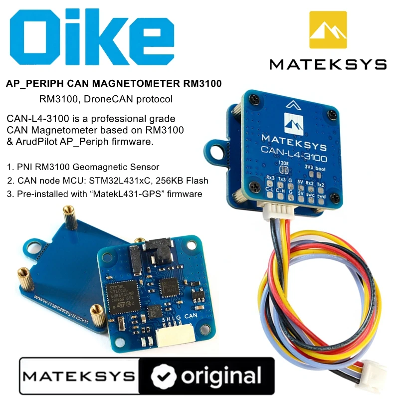 Oike GPS RM3100 Geomagnetic Sensor Magnetometer Matek Mateksys CAN-L4-3100, Resolution Strong Signal Anti-Interference for Drone