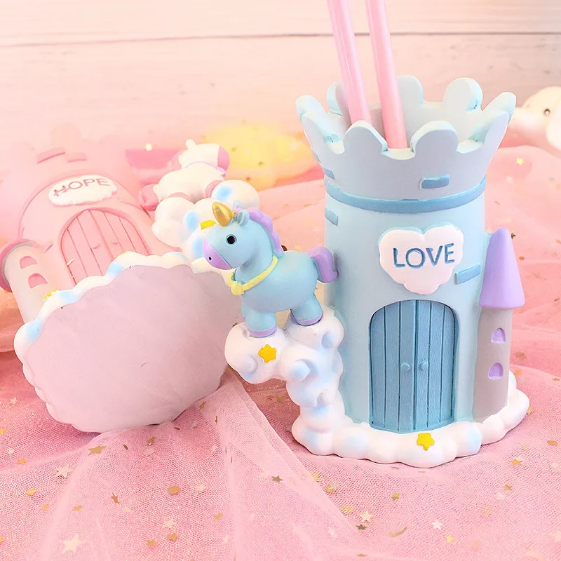 Cute Unicorn Pen Holder Home Girl Cute Pen Holder Student Children Creative Multifunctional Storage Box Desktop Decoration