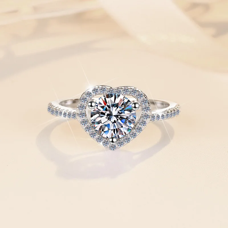 Heart-Shaped Pink Diamond Ring for Women, Moissanite, 1Ct PT950 Platinum, 3D, Delicate Heart, 1CT, Luxurious, valuable Platinum