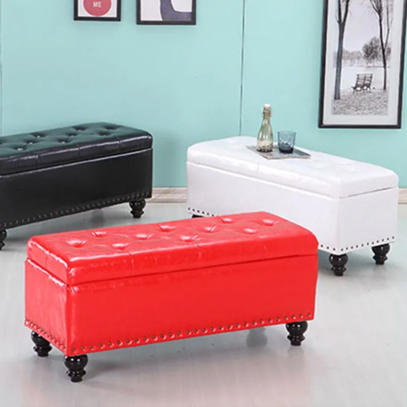 Home entrance living room shoe change stool clothing store sofa stool bedside oil wax leather fabric long stool spot whole