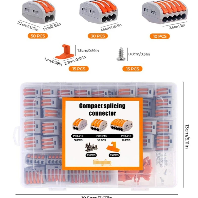 120Pcs Wire Connector PCT-212 213 215 21 Combination Box 120 Sets