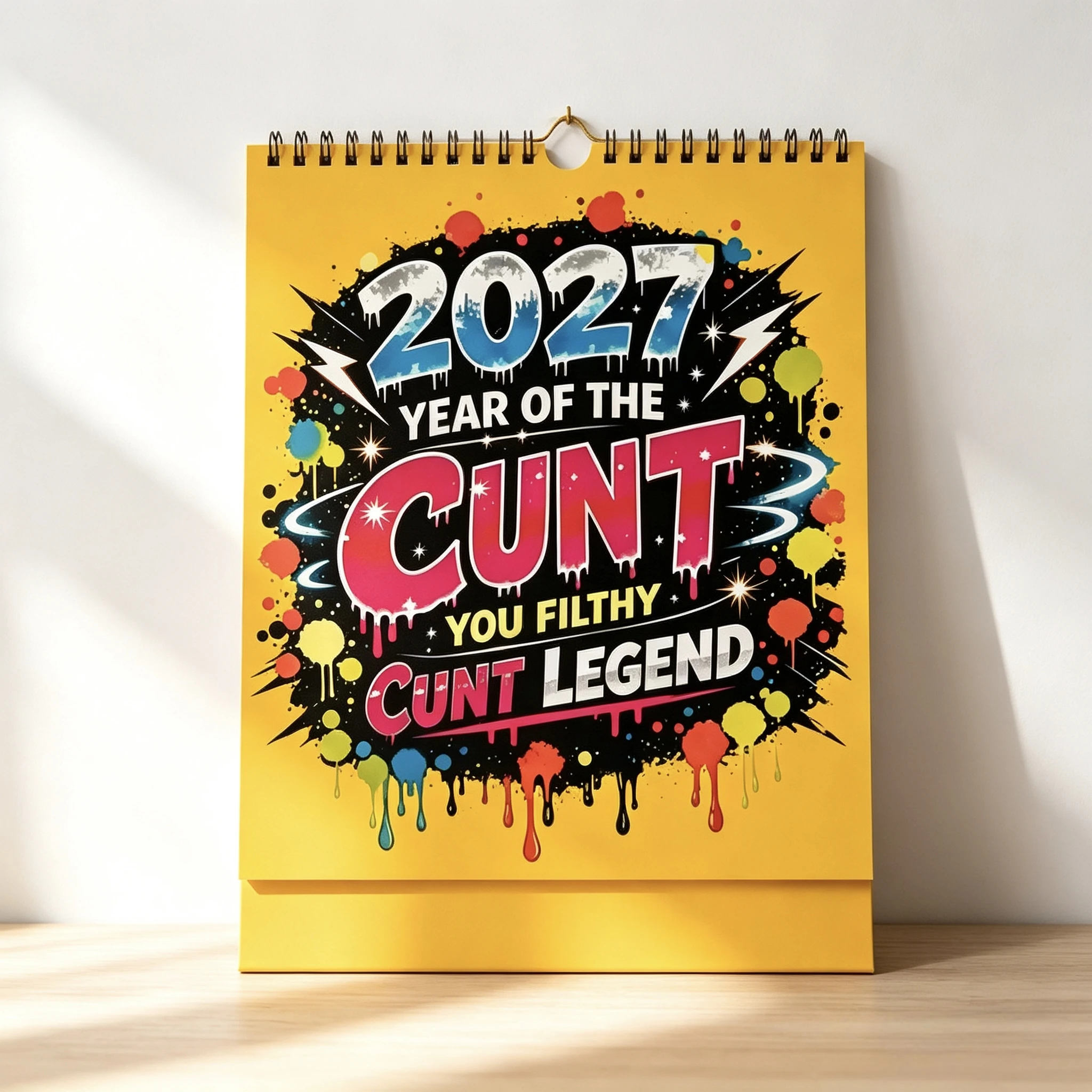 2027 12-Month Funny Wall Hanging Calendar, Adult Humor Novelty Calendar, Colorful Graffiti Design, Gag Gift for Home & Office