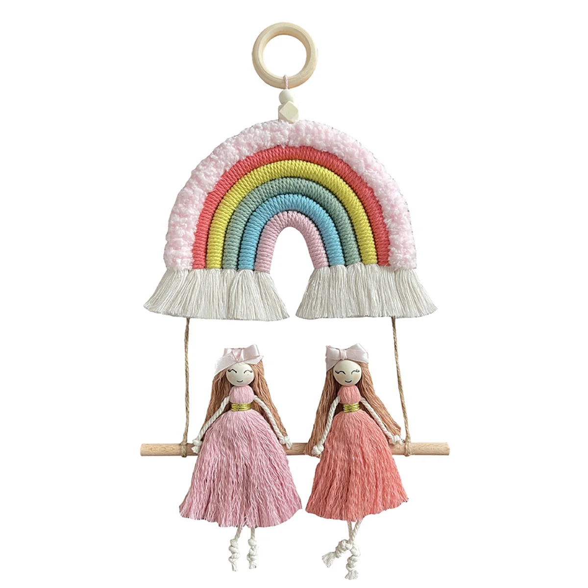 Macrame Woven Rainbow Wall Hanging Rainbow Girls Boho Wall Decor Macrame Wall Bedroom Room