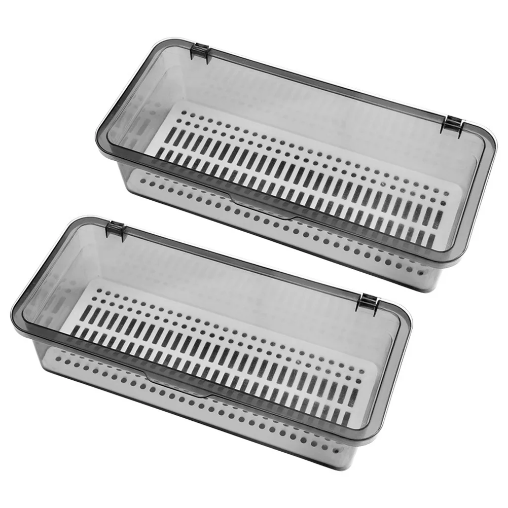 

2pcs Chopsticks Storage Box Kitchen Drawer ganizer Utensil Container PP Material Space Saving Drainage Holes Easy Clean