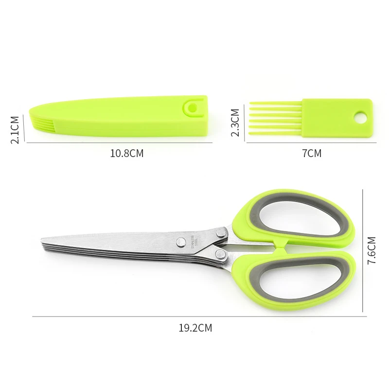 Multi-Layer Scissor Stainless Steel Kitchen Scissor Green Onion Scissor Herb Cutting Shear With Safe Cover Vegetable Meat Shear