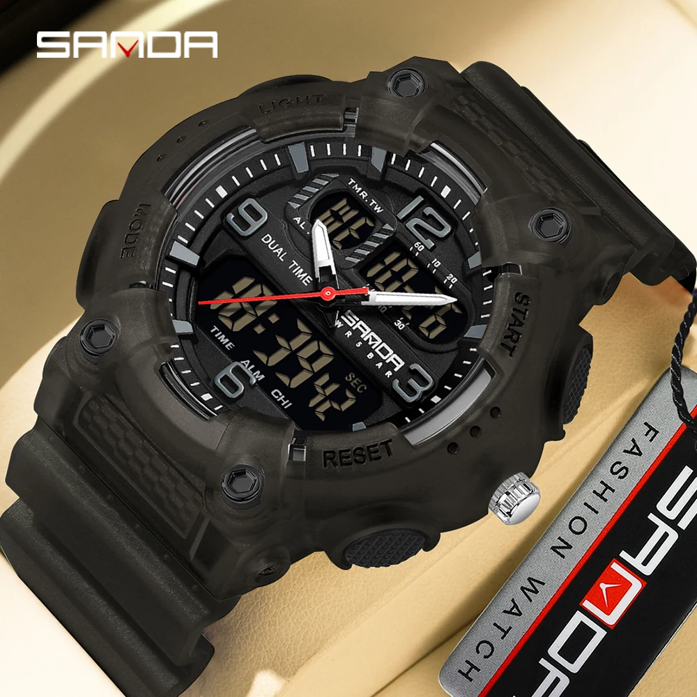 SANDA Top Brand Leisure Men's Electronic Watch Night Glow Date Multi functional Waterproof Student Men's Electronic Watches 2024