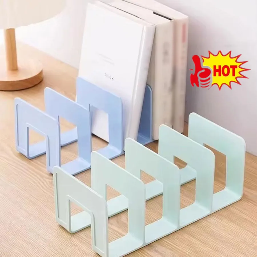 

Book stand 5 Vertical Compartments Plastic File Sorter Rack Desk Bookend Storage Organizer Office Desktop File Organizer
