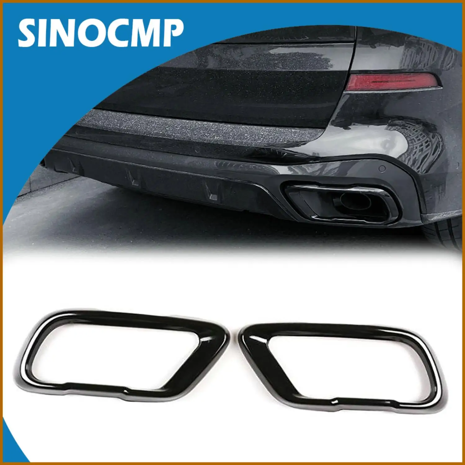 

2Pcs Exhaust Tail Pipe Tip Covers For 2019-2023 BMW X5 G05 X6 G06 X7 G07 With Durable Gloss Black Adhesive Installation