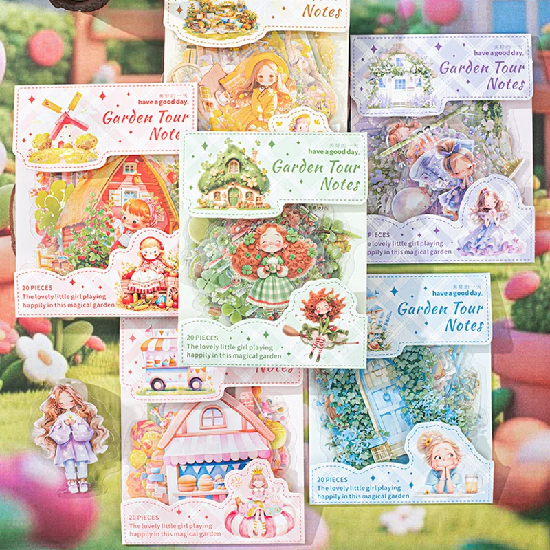 

60 листов/пакет, серия садовых игровых книг, тематические наклейки для девочек, сделай сам, справочник, коллаж, открытки, поздравительные открытки, календари, чехлы для телефонов