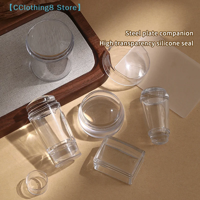 Transparentes Silikon-Nagelkunst-Stempelset für French Maniküre, Stempelplatte, Nagellack-Schablone, Siegelstempel, Schaber【AliS8】