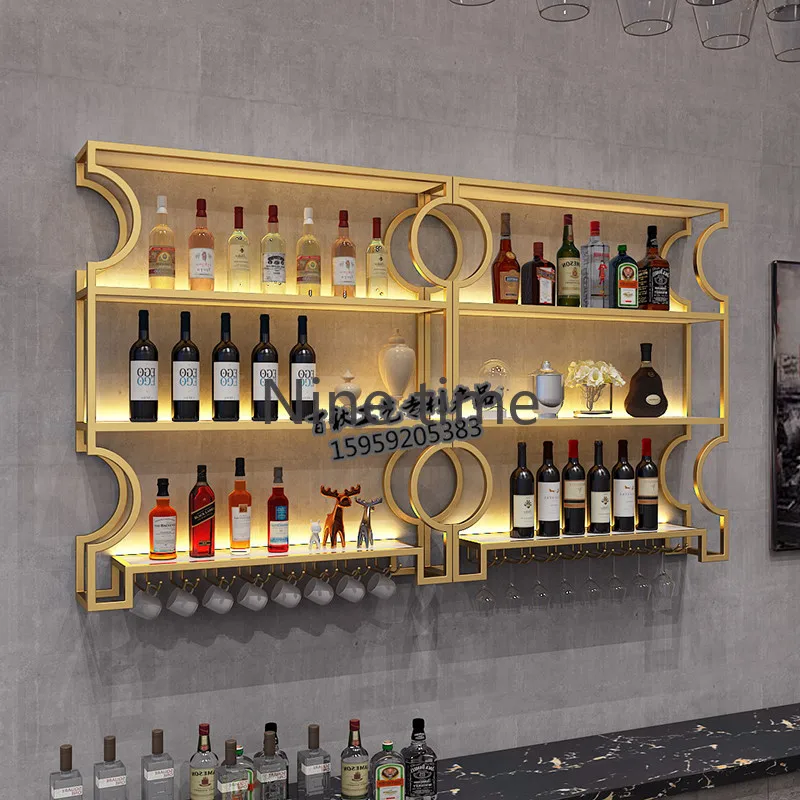 Living Room Holder Wine Cabinets Restaurant Cellar Metal Wall Mounted Bar Cabinet Bottle Retail Botellero Vino Home Furniture