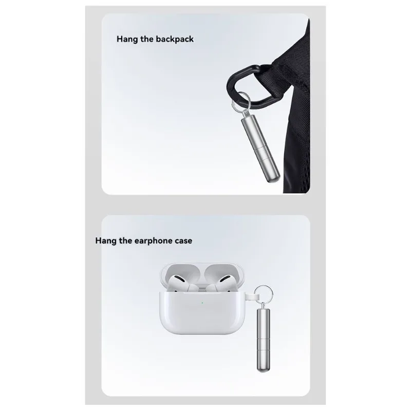 A13E-قاذ بطاقة SIM محمول متعدد الوظائف وقلم تنظيف سماعة الأذن، سلسلة مفاتيح من سبائك الألومنيوم مع تصميم معلق مضاد للفقدان