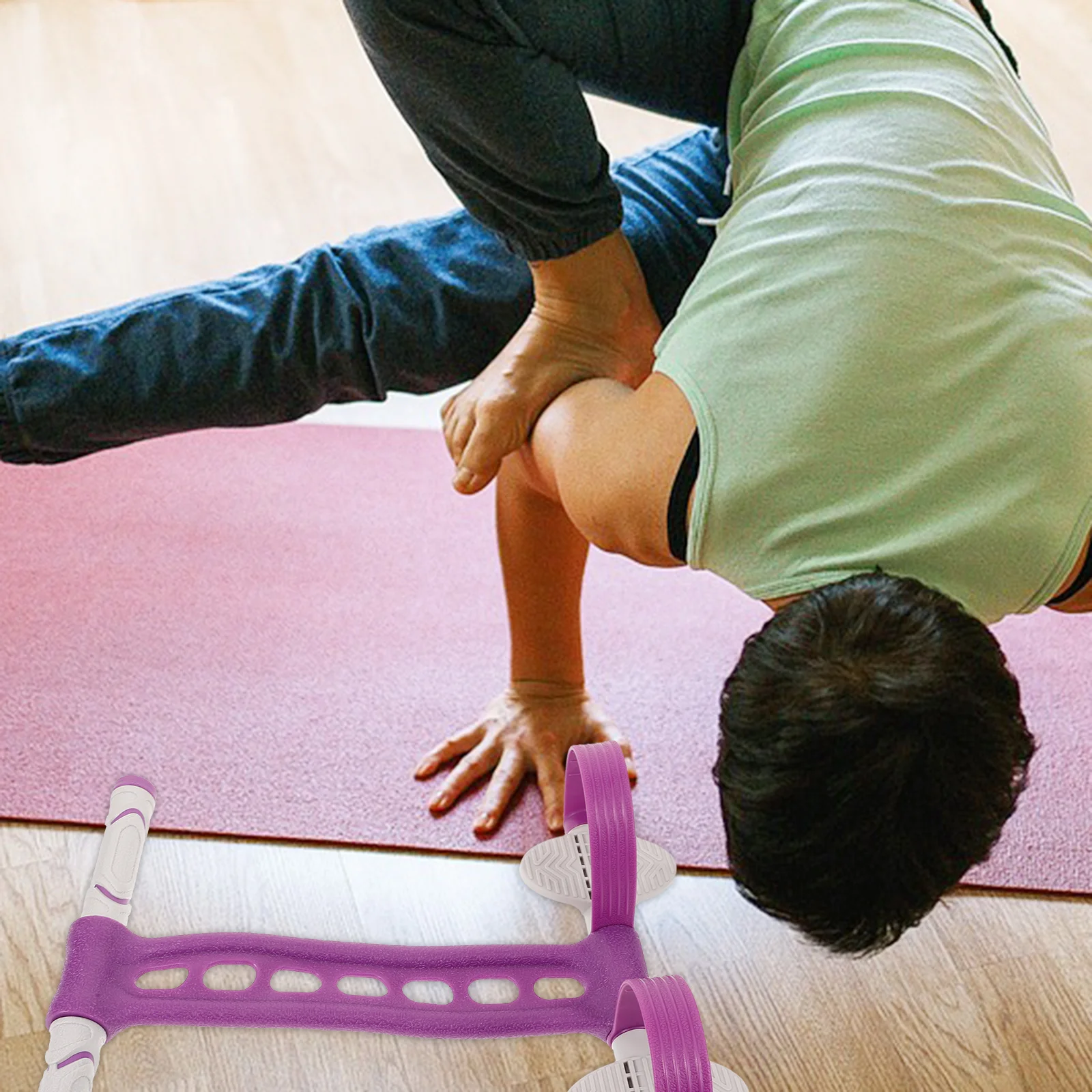 Extractor de Pedal de pie, banda de resistencia para Yoga, púrpura, portátil, para ejercicio en casa, deportes, Tpr, ABS, seguro, duradero, movimiento del Abdomen de alta elasticidad