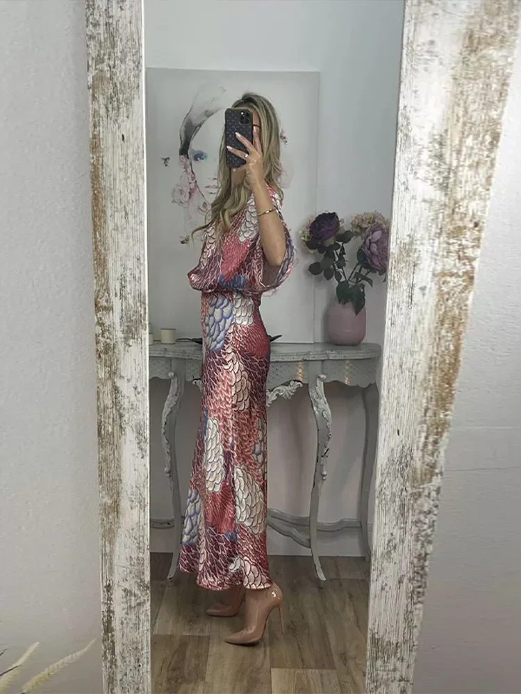 Conjunto de falda estampada para mujer, camisas de media manga con cuello en V y una botonadura, faldas de cintura holgada, traje de fiesta para mujer de verano