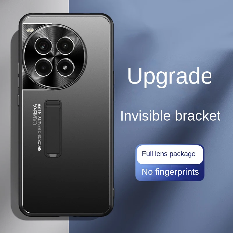 Металлический матовый чехол для телефона на заднюю панель для OnePlus 11R 12R, невидимая подставка, защита, силиконовый мягкий бампер из ТПУ, противоударные чехлы