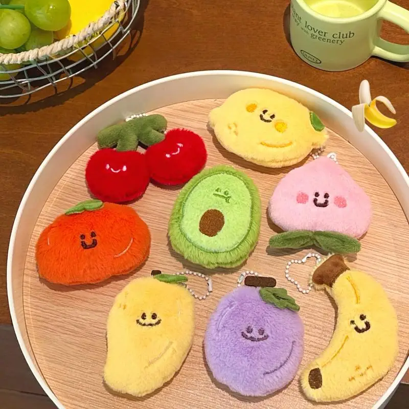 1pc Cute Fruit Plush Doll Pendant Lovely Versatile Bag Charm Keychain for Girls Backpack Decoration