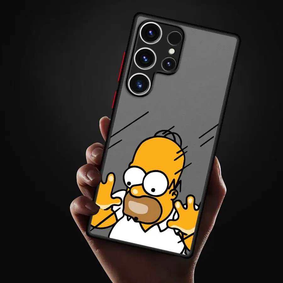 Case for Samsung Galaxy S25 S23 Ultra S24 FE S22 Plus S20 S21 S10 Note 20 10 Matte Funda Back Phone Cover Disney The Simpsons