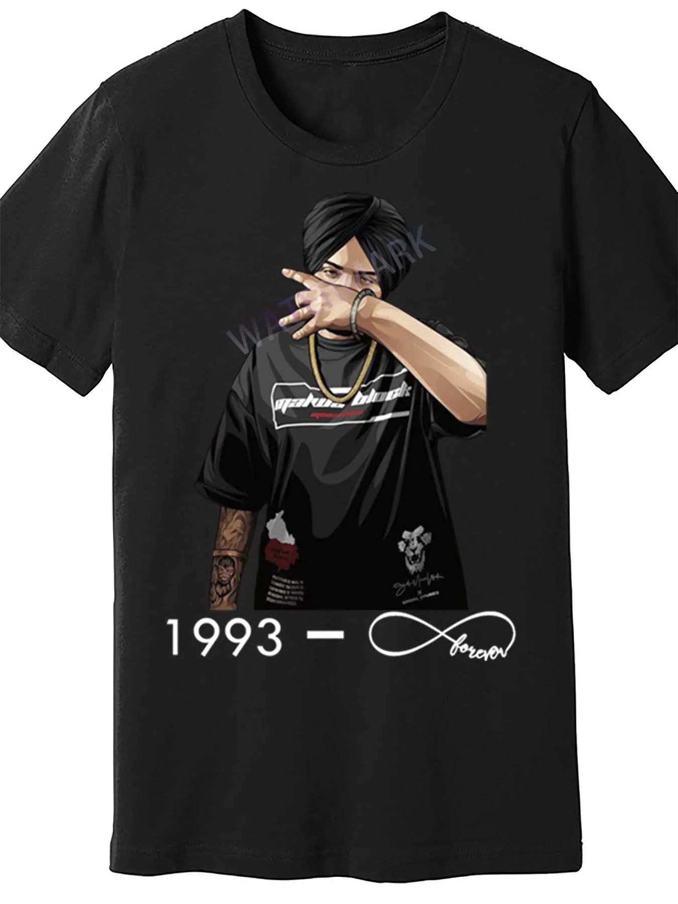 Футболка с наклейками Sidhu Moosewala 906856, забавная мужская футболка с коротким рукавом, черная PR2