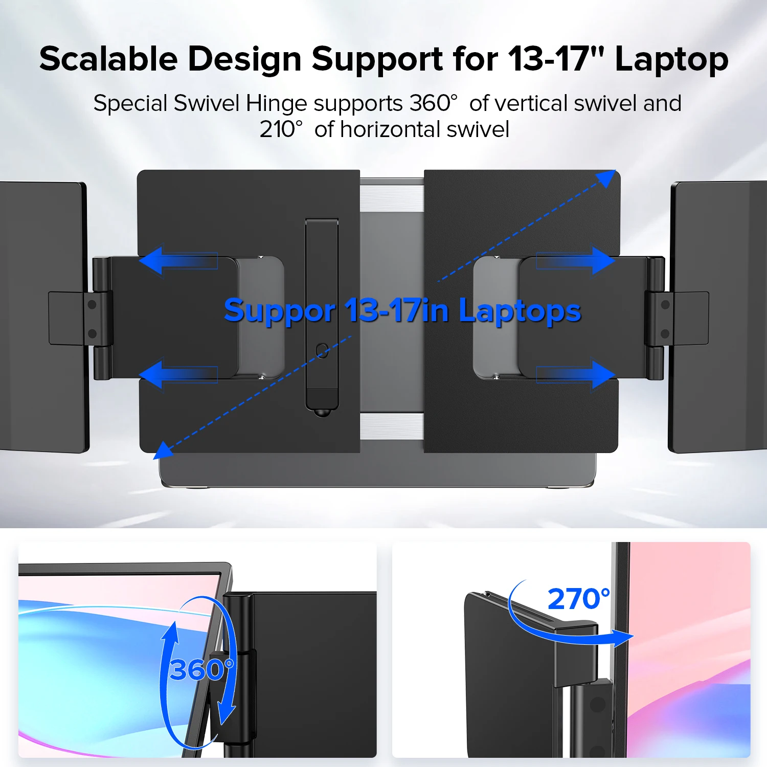 Imagem -05 - Laptop Screen Extender 360° Dobradiça Giratória Exclusiva com Rotação Automática de 180° Monitor Portátil para Macos Windows Apple Android Uperfect14 2k