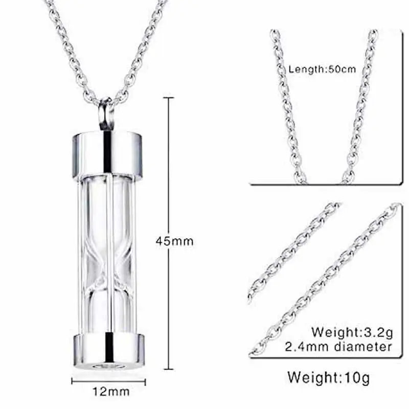 Pendant Necklace with Ashes Small Bottle with Ashes Pet Ashes Pendant Hourglass Perfume Bottle Pendant Necklace