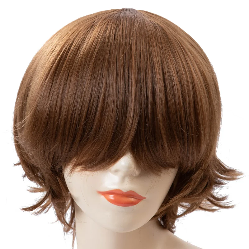 شعر مستعار قصير بقص عابث للحفلات التنكرية المضحكة بشكل واسع، ملحقات أزياء الحفلات، أغطية رأس للمكياج، ملونة للجنسين مضادة للتجعيد