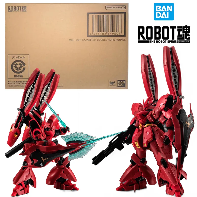 Bandai Namco Robot Spirits MSN-04FF Sazabi with Double Horn Funnel Anime Original Action Figure Gundam Model Toy Gift Collection