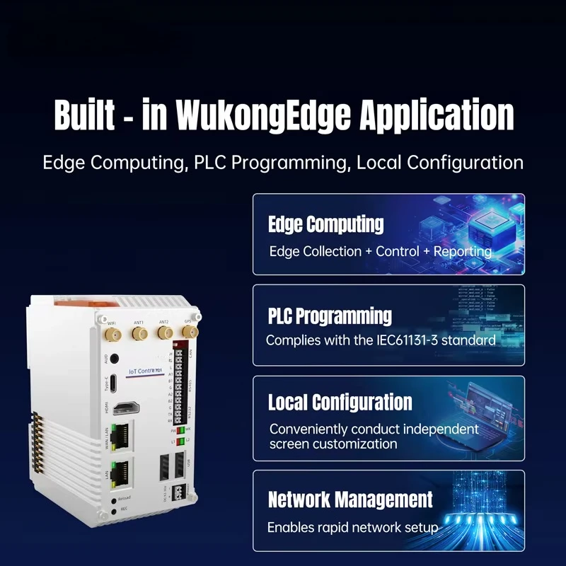 PUSR Industrial Computer ARM RK3562J Quad-Core Linux MQTT LTE CAT4 WiFi Expandable IoT Controller Edge Computing Gateway