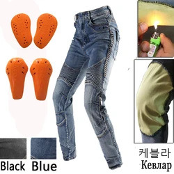 New Light Blue Kevlar Motorcycle Pants Men Protective Moto Jeans Zipper Gear Smoke Grey Motocross Trousers Mens Motorbike Pants